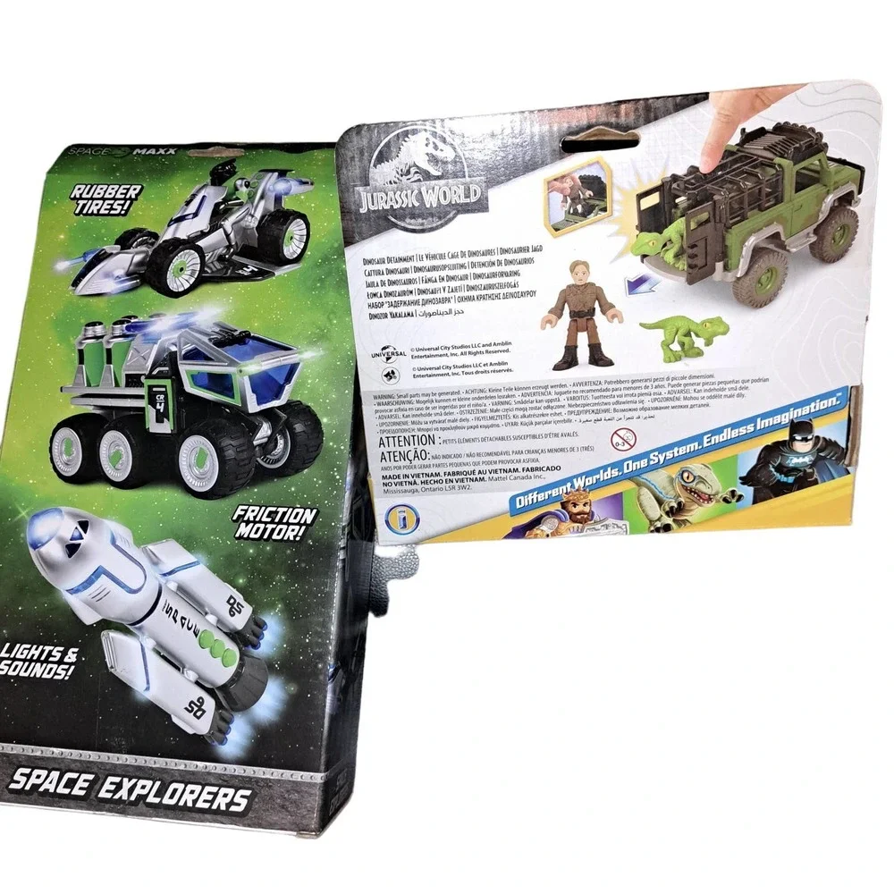 NIB - TWO FUN Toy Sets -Space Maxx with lights & Sounds-Jurassic Park Fun too
